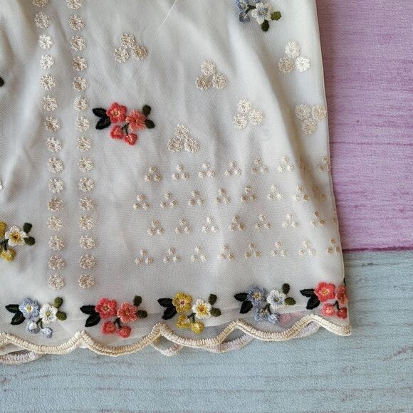 NWT Anthro Sahil Kochhar Whote Dylan Embroidered Button Back Mesh Tank Top XS - Picture 7 of 10